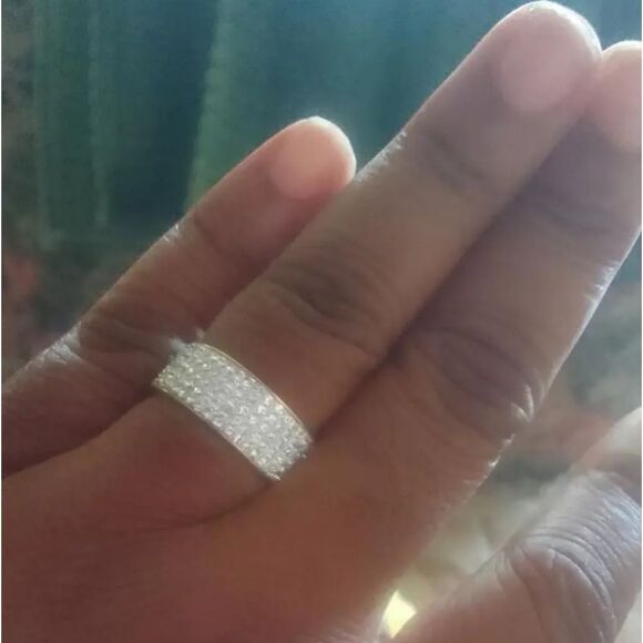 Diamond unisex wedding band ring - Picture 4 of 7